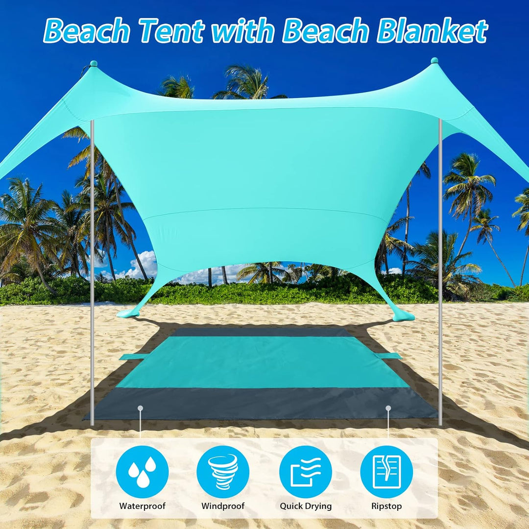 Beach StrandZelt mit Picknickdecke und Sandsack Anchor, Strandmuschel Sonnenschutz Zelt für Strand m
