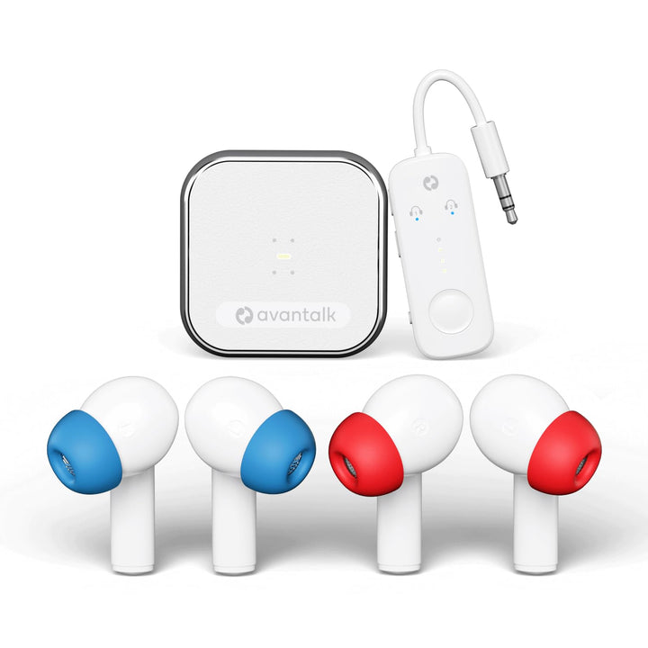 Avantalk Sky Infinity NC - Auracast-Ohrhörer mit Flugzeugsender | Zwei ANC-Ohrhörerpaare mit Plug-in