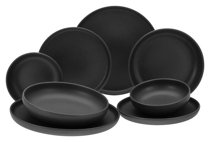 CreaTable, 10524, Serie Uno Black, Geschirrset, Teller Set 8 teilig Black Tafelservice 8 teilig, Bla