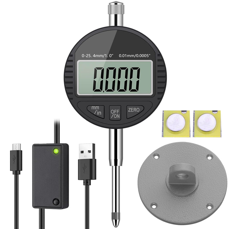 AUTOUTLET Digitale Messuhr mit 3M Micro Datenkabel, Digital Messuhr Messtaster 0-25.4mm/1&