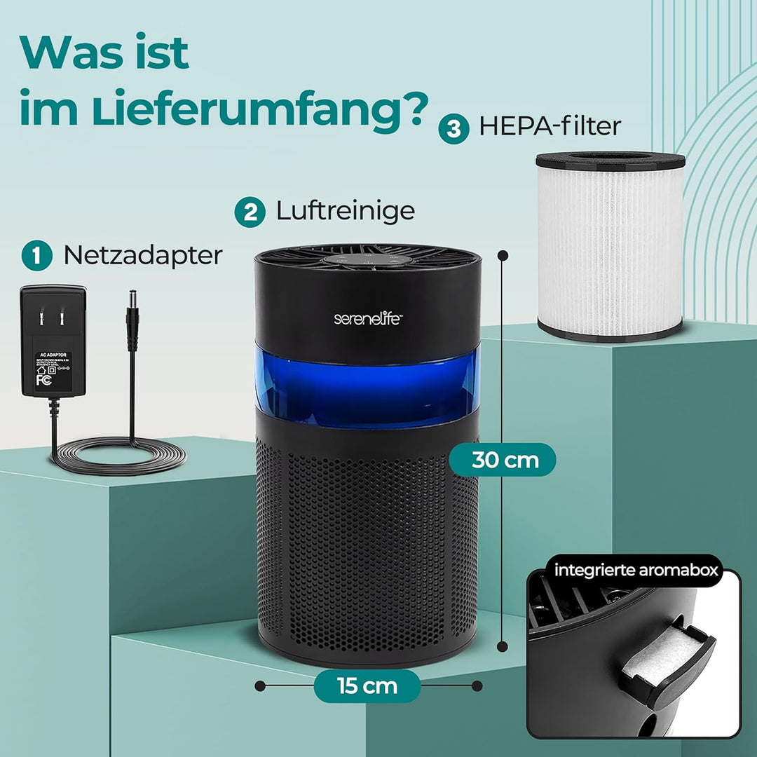 SereneLife Luftreiniger- HEPA 13 Filter für Zuhause, Luftfilter Allergiker mit Aromatherapy- gegen 9