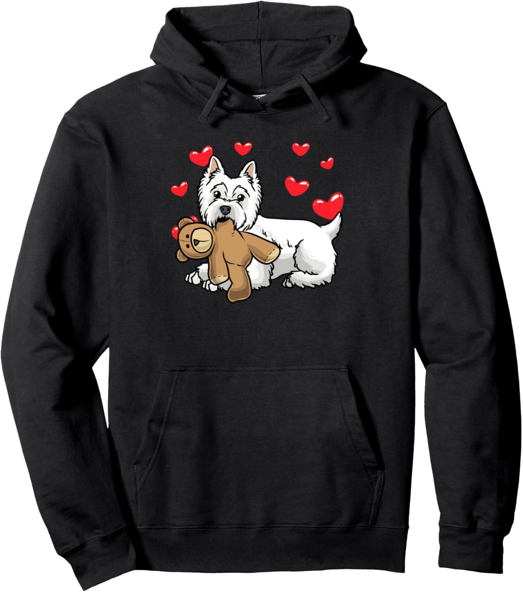 White West Highland Terrier Hund mit Kuscheltier Pullover Hoodie