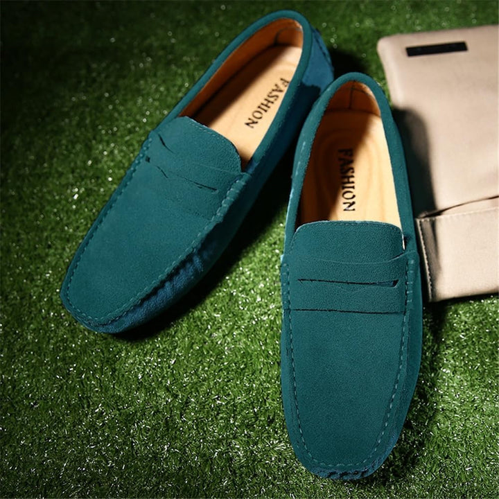 Herren Wildleder Penny Loafers Gemütlich Fahrende Schuhe Mokassin Slippers 43 EU Himmelblau, 43 EU H