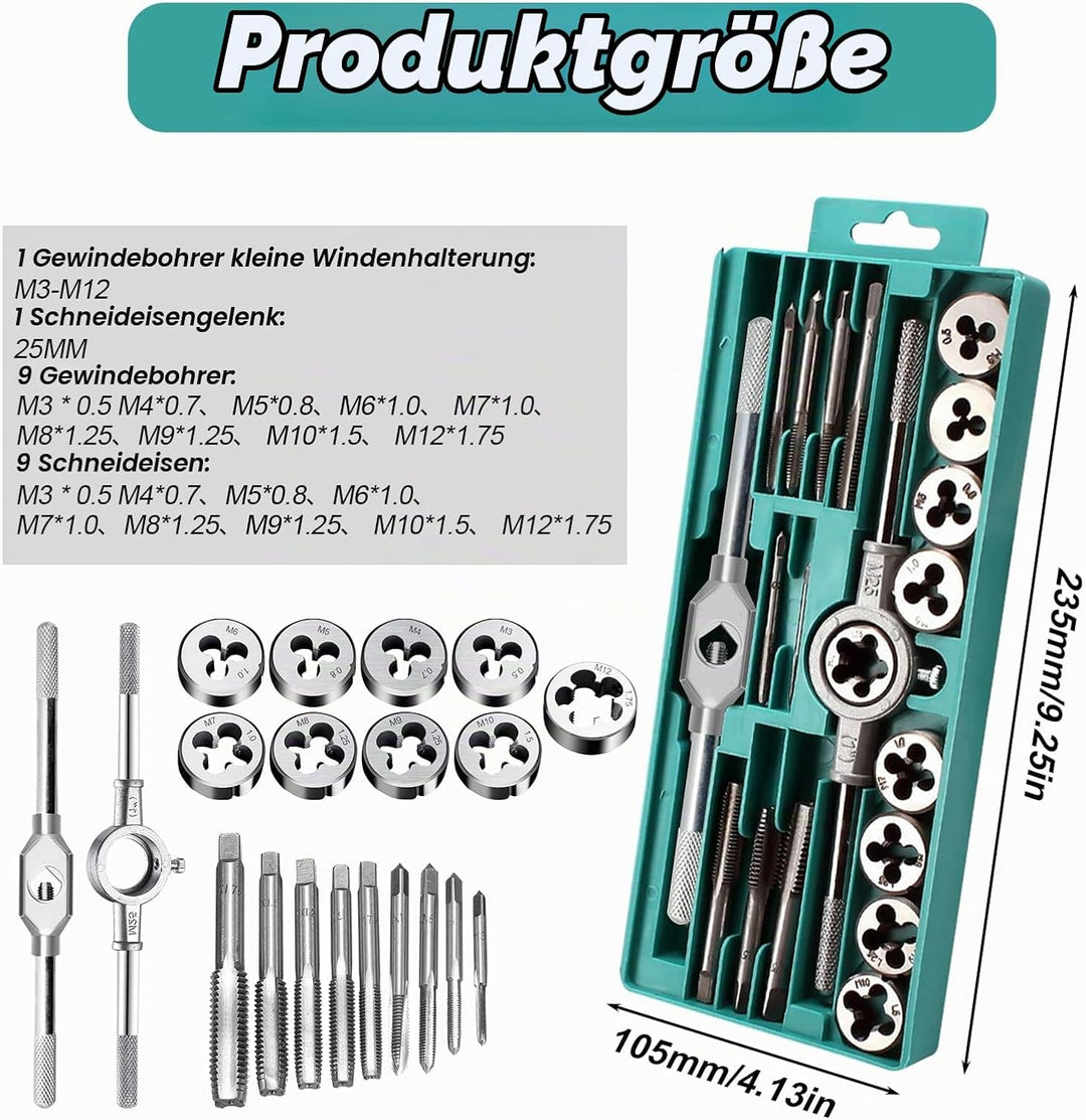 Gewindeschneider Set Gewindebohrer Werkzeug: 20 Tlg Gewinde Schneider Bohrer Werkzeug Set, M3 - M12