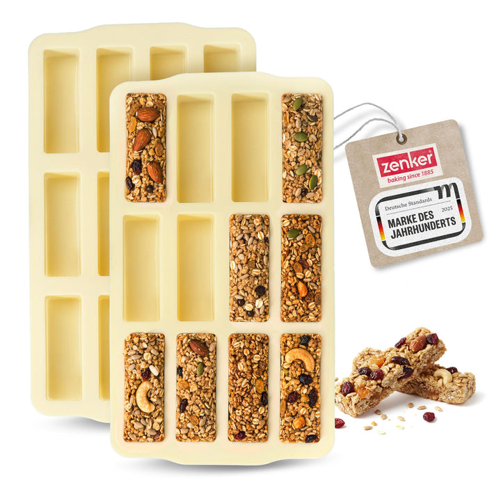 Zenker Müsliriegel Backform 2er-Set – Silikonform zum Backen von insgesamt 24 Riegel – Müsliform aus