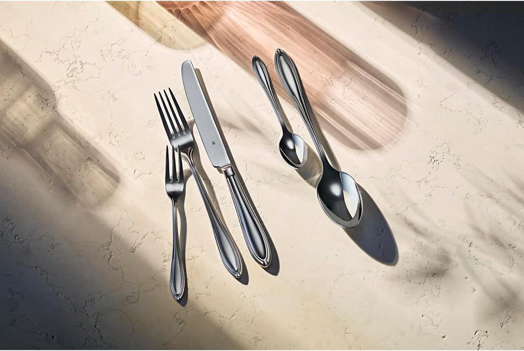 WMF Verona Besteck Set 6 Personen, 30 teilig, Monobloc-Messer, Cromargan Edelstahl poliert, glänzend
