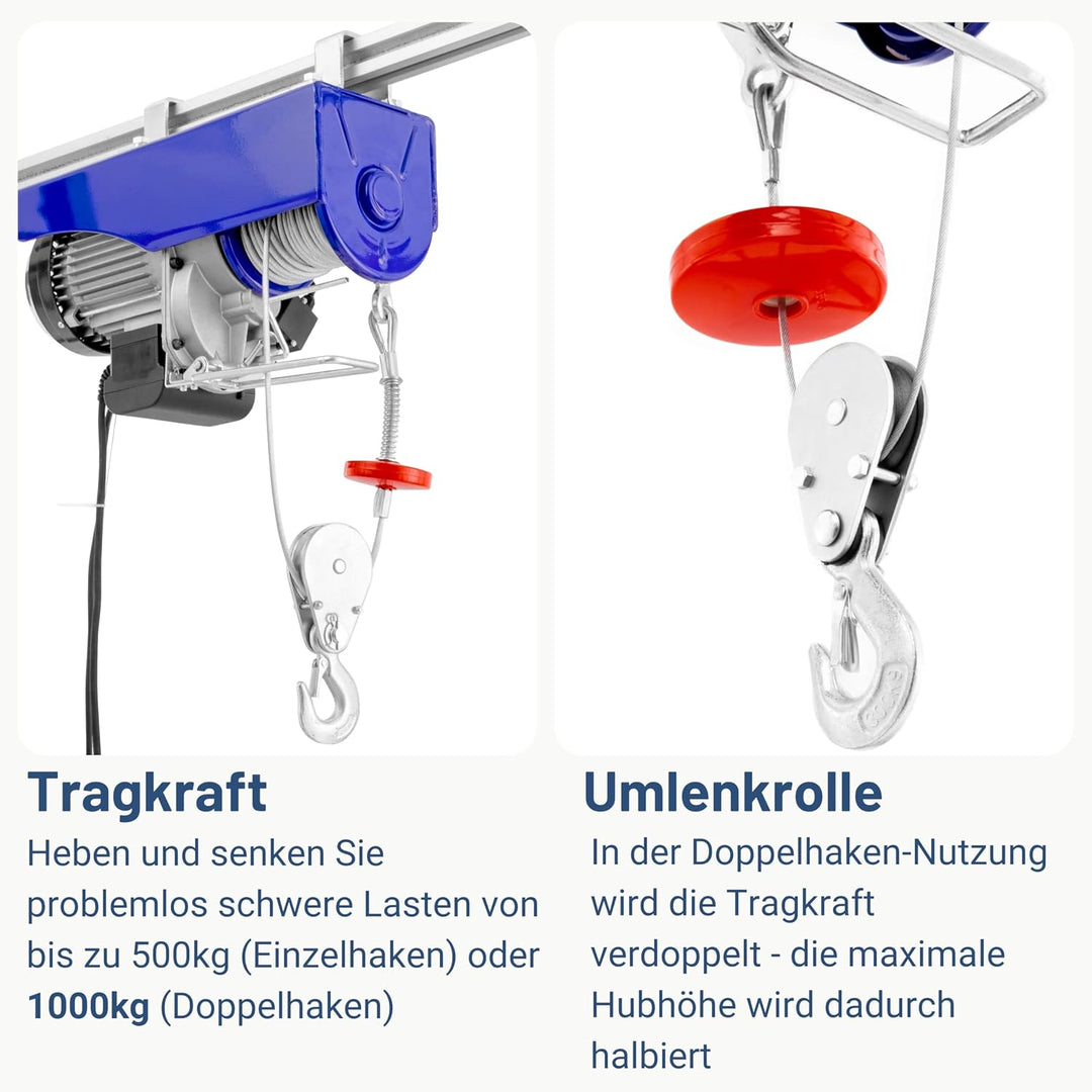 Pallit elektrische Seilwinde HOIST | 500 kg/12 m | 1000 kg/6 m | inkl. Fernbedienung mit 1,6 m Kabel