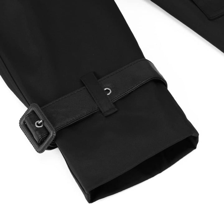 AOWOFS Herren Zweireihiger Trenchcoat mit Gürtel Revers Lang Mantel Business Jacke Frühling Übergang