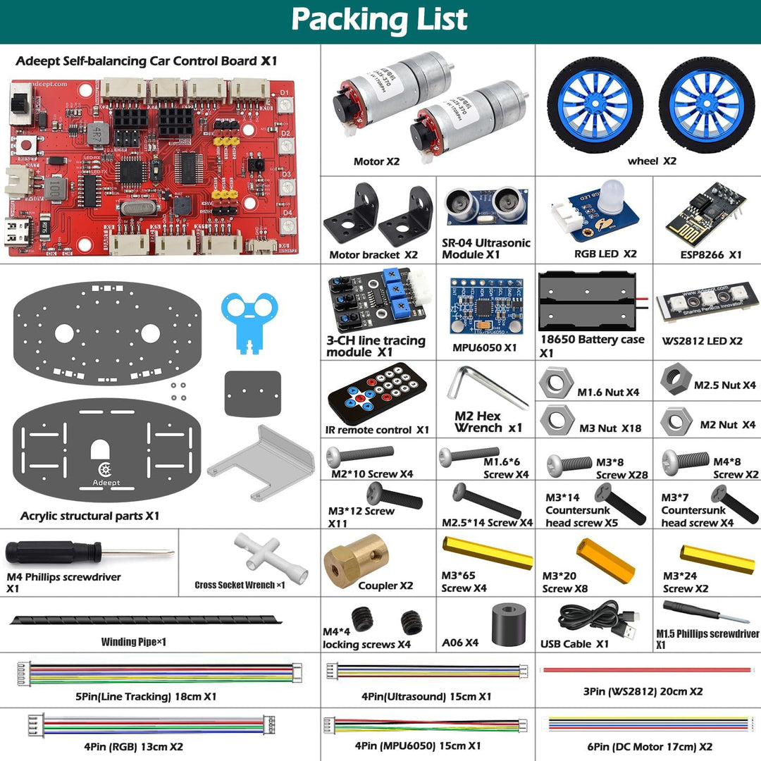Adeept Self-Balancing Robot Car Kit(Compatible with Arduino DIE), STEM Projects Kit, Robotics & Engi
