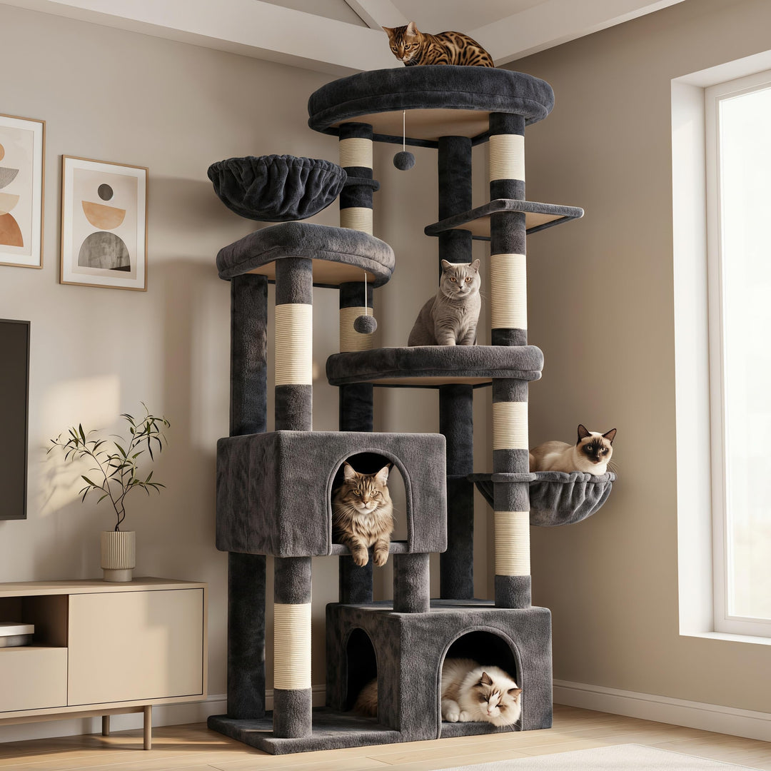 Hey-brother 171 cm Kratzbaum für grosse Katzen, Mehrkatzen tauglich, MPJ084G | Stabiler Kratzbaum mi