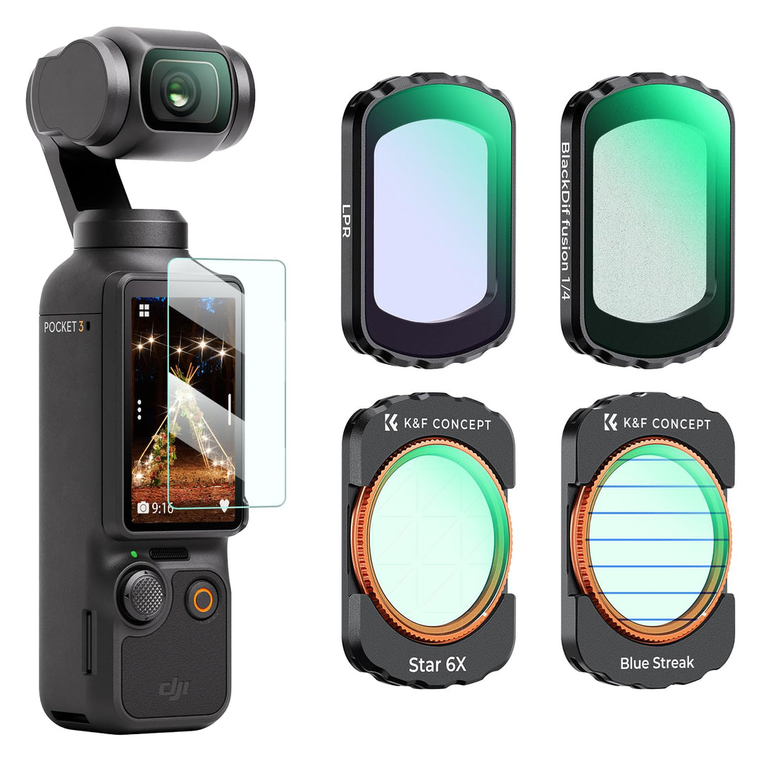 K&F CONCEPT 4 Pack Magnetic Effect Filter Set, kompatibel mit DJI Osmo Pocket 3, Black-Mist 1/4 + Bl