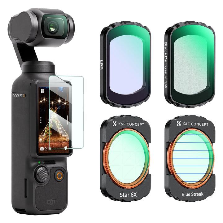 K&F CONCEPT 4 Pack Magnetic Effect Filter Set, kompatibel mit DJI Osmo Pocket 3, Black-Mist 1/4 + Bl