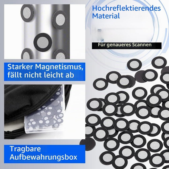 200 Stück Magnetisches 3D-Scannen, 3D-Scan-Marker, Innen 6,0 mm, Aussen 10 mm, Tracking-Punkt, Hochr