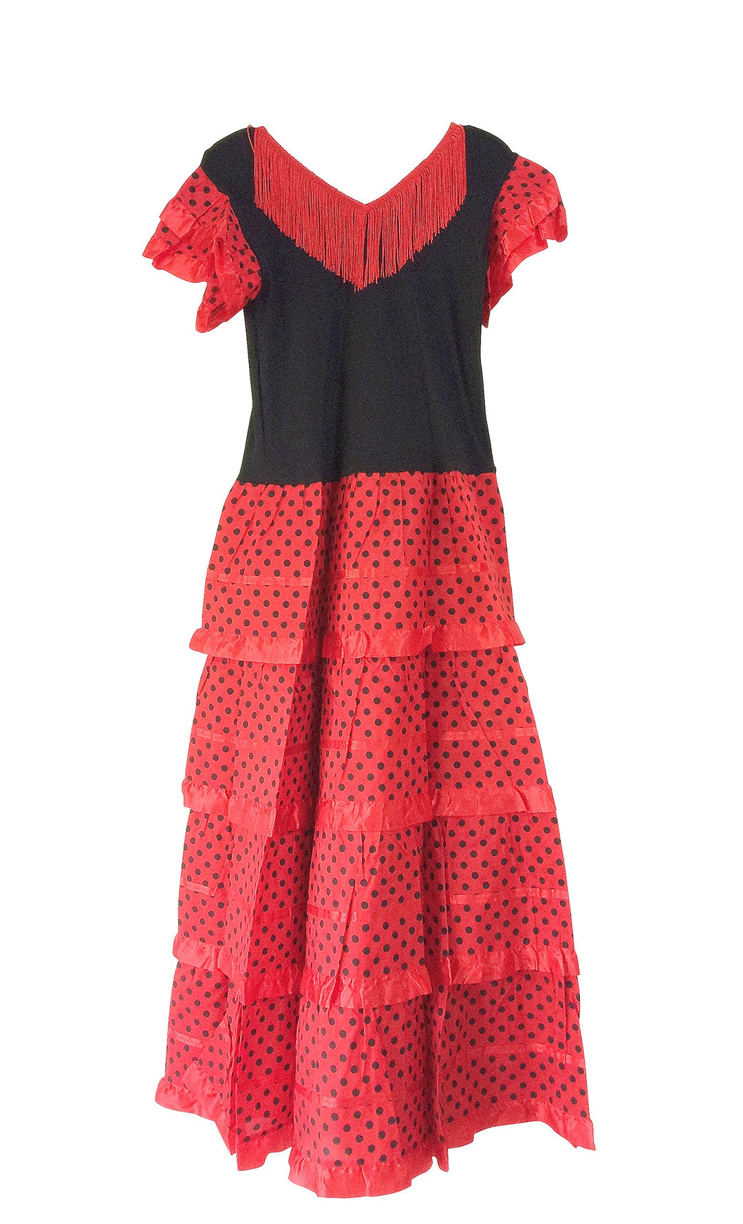 La Senorita Spanische Flamenco Kleid/Kostüm - für Frauen/Damen - Rot Schwarz (Grösse 38-40 - Länge 1