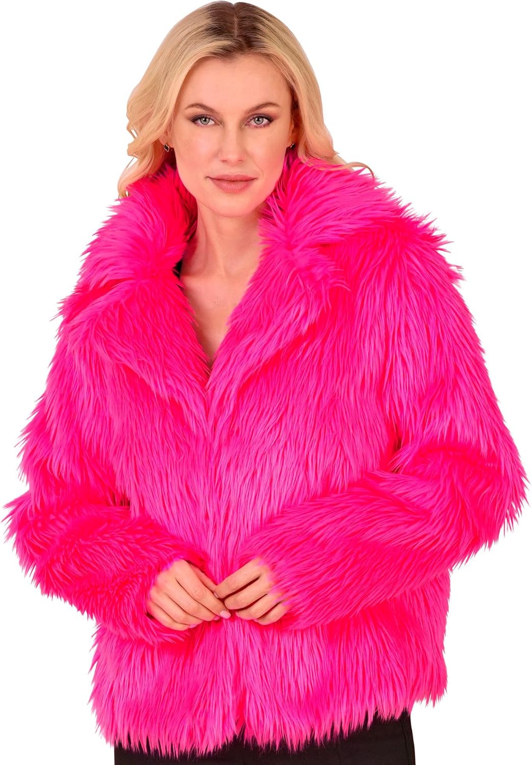 W WIDMANN MILANO Party Fashion - Damen Kunstfell-Jacke, flauschiger Pelz, Plüschjacke, Kostüm, Party
