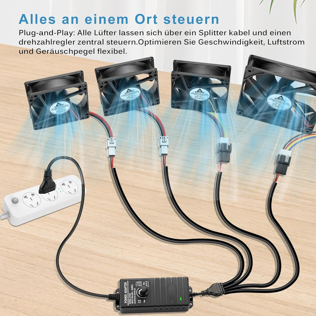 GDSTIME 36W 12V PC Lüfter Geschwindigkeit Controller 4 Wege mit 2pin 3 Pin 4 Pin Splitter Kabel Rege