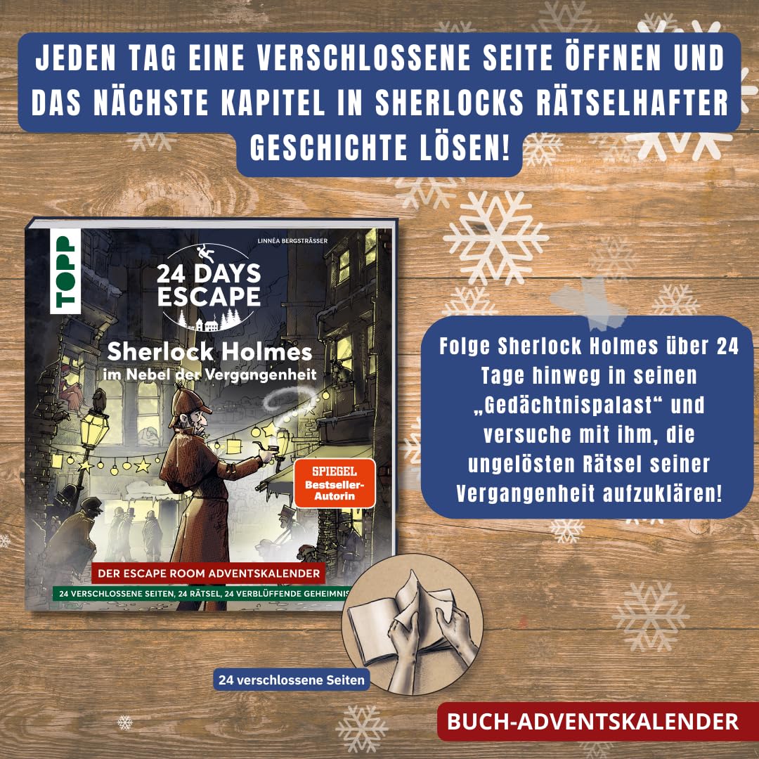 24 DAYS ESCAPE – Der Escape Room Adventskalender: Sherlock Holmes im Nebel der Vergangenheit: 24 ver