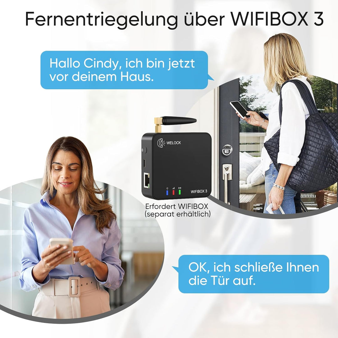 WELOCK SECBN51 Fingerabdruck Schloss mit App, RFID-Karte Transponder und WiFi, Fingerabdruck Türschl