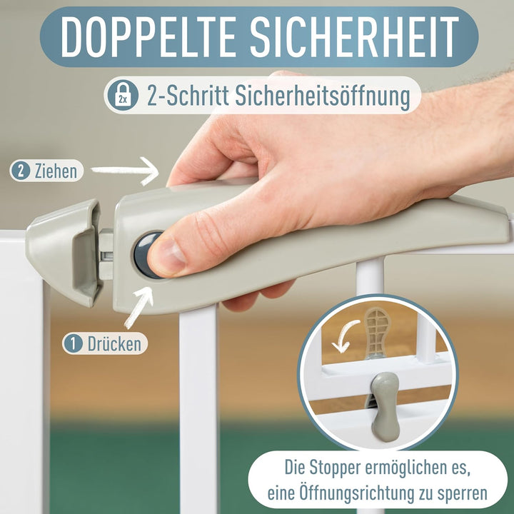 ib style® Berrin ! PREISSIEGER ! Treppengitter 58-175cm | Türschutzgitter | Ohne Bohren | 90° Stop |