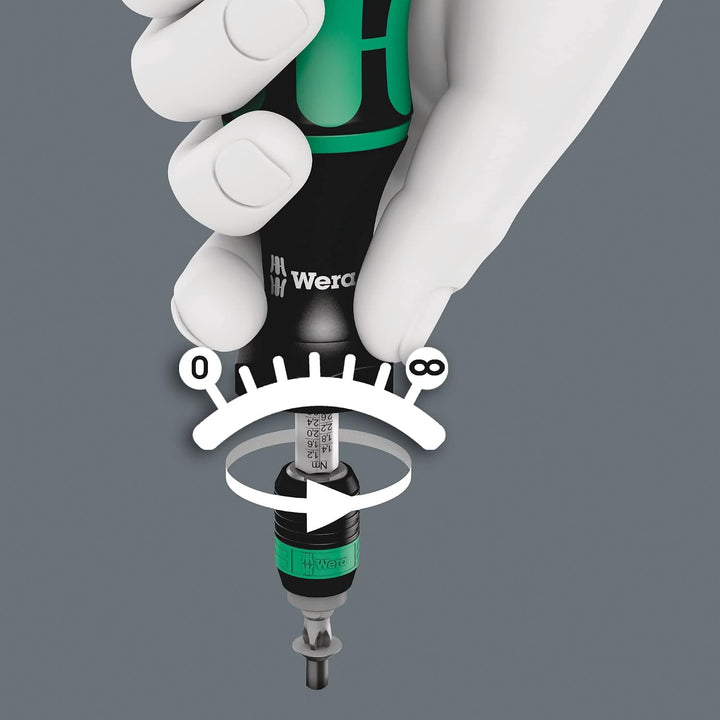 Wera 7441 einstellbarer Drehmomentschraubendreher mit Rapidaptor Schnellwechselfutter, 1/4 Zoll, 1,2