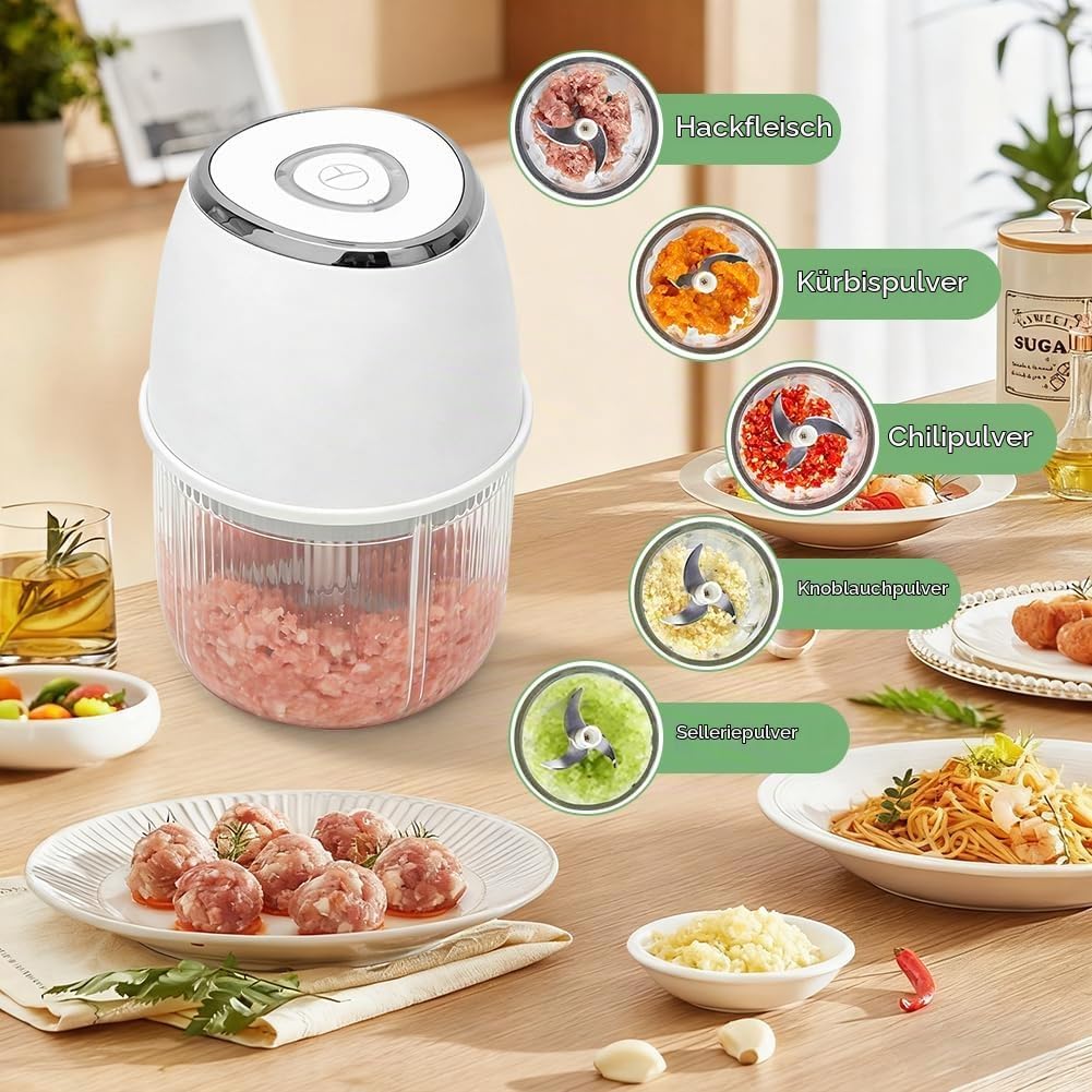 Mini Zerkleinerer Elektrisch, 350 ml Elektrisch Gemüsezerkleinerer Zwiebelschneider, Klein Zwiebel Z