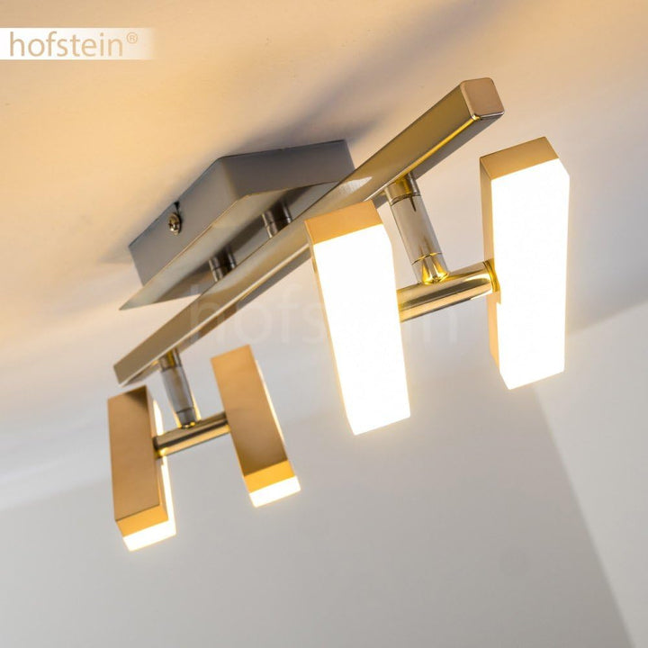 LED Deckenleuchte Sakami, Deckenleuchte in Nickel-matt, 4-flammig, mit 4 verstellbaren Strahlern, je