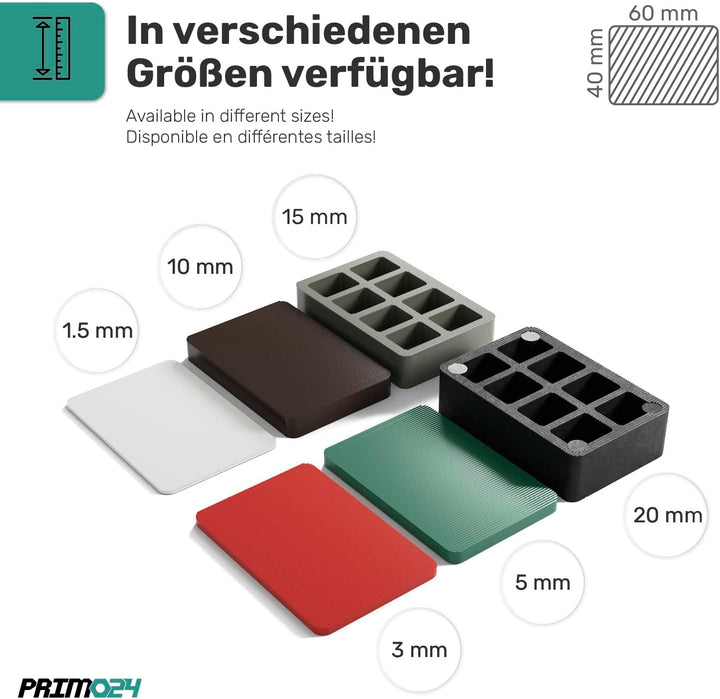 SILISTO Quickies Kunststoff Unterlegplatten Weiss 40x60x1,5 mm, 1000 Stück - bis 5 Tonnen belastbar