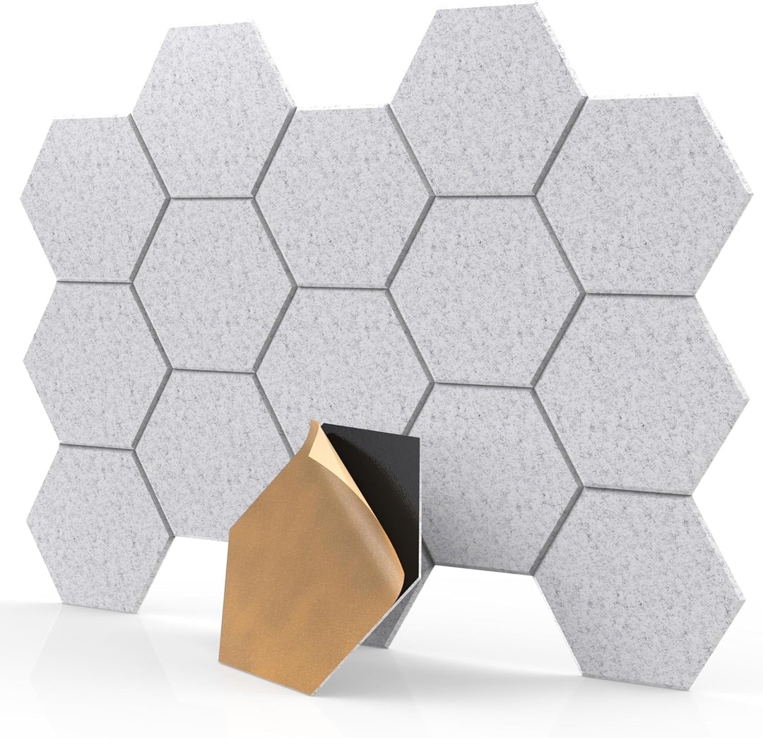 Selbstklebende Akustikplatten, sechseckig, 30,5 x 25,4 x 1 cm, schalldichte Wandpaneele, schallabsor