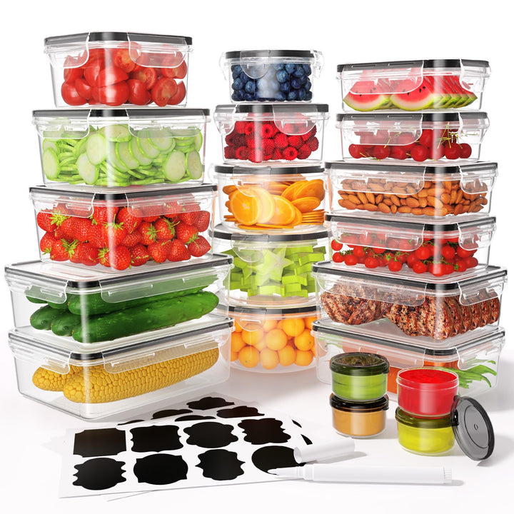 Frischhaltedosen mit Deckel, 40 Teile Vorratsdosen Set (20 Behälter & 20 Deckel),Meal Prep Boxen, Au