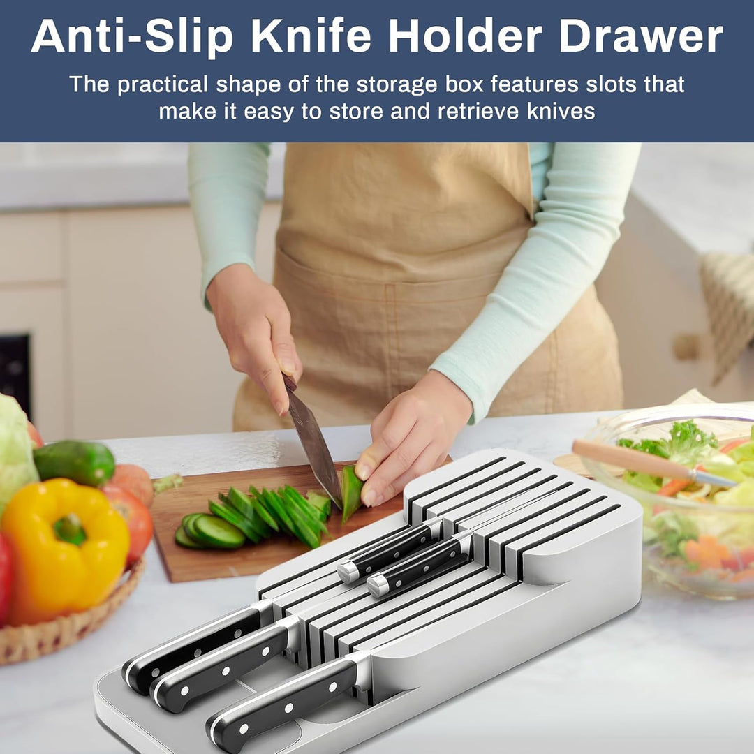Zweistufiges Design Schubladenaufbewahrung Messer Mit Schlitzen Versehen Schublade Organizer Messerb