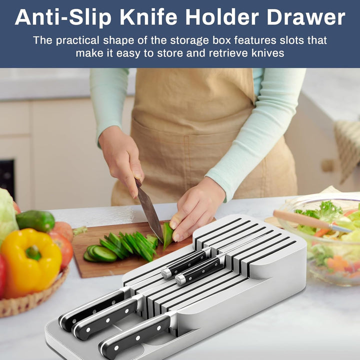 Zweistufiges Design Schubladenaufbewahrung Messer Mit Schlitzen Versehen Schublade Organizer Messerb