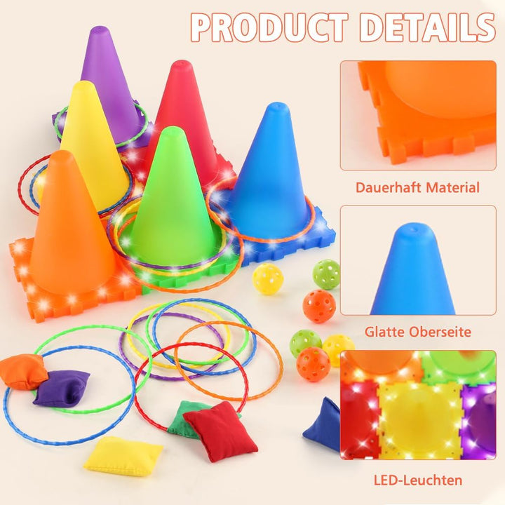 Light Up Wurfspiel Outdoor Spiele für Kinder,Party Wurfspiele Ringwurfspiel Ringe Werfen Wurfspiel W