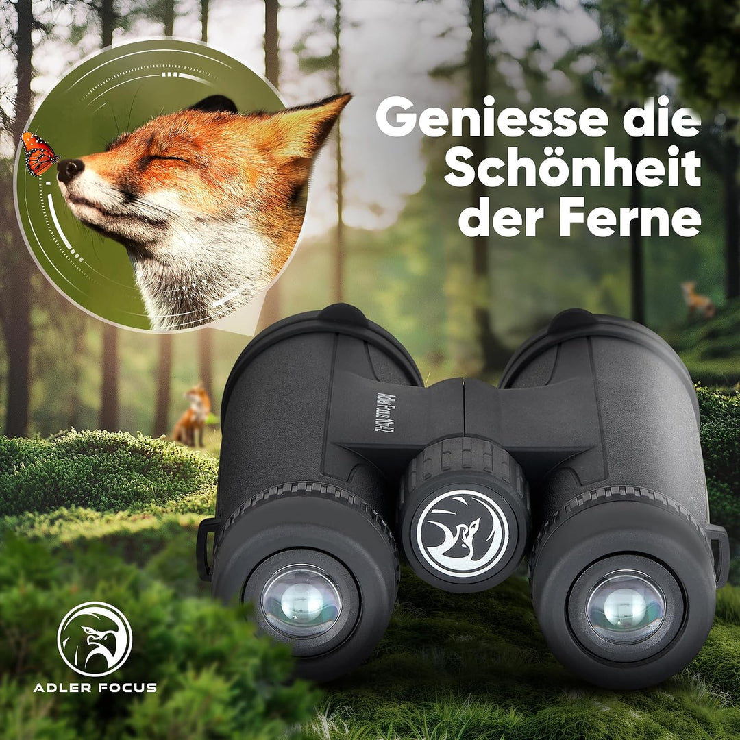 Adler Focus Fernglas 10x42 für Erwachsene, Eagle-Eye-Technologie, 18mm HD Augenmuschel, BAK4+FMC, Fe