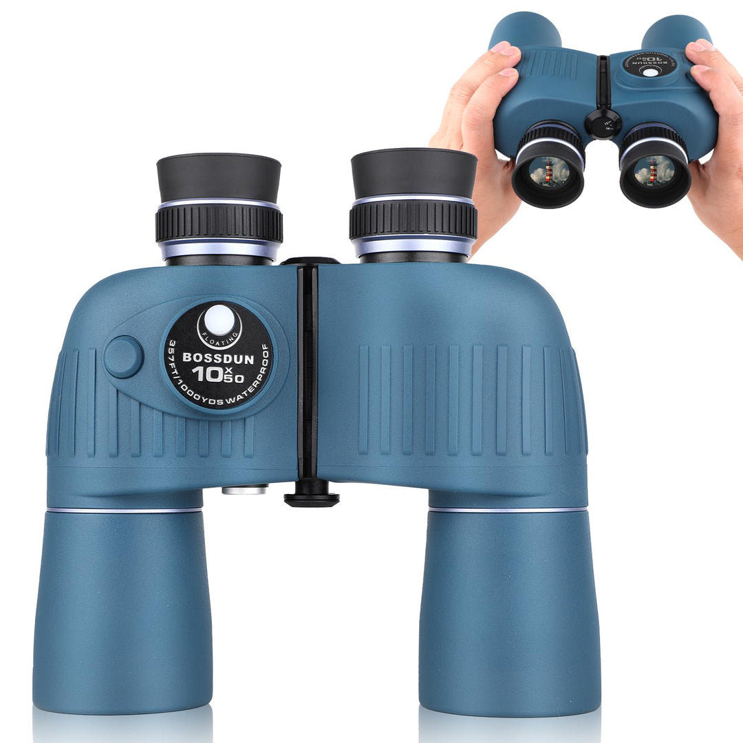 10x50 Marine Fernglas mit beleuchtetem Entfernungsmesser und Kompass, IPX7 wasserdicht, BAK4-Prismen