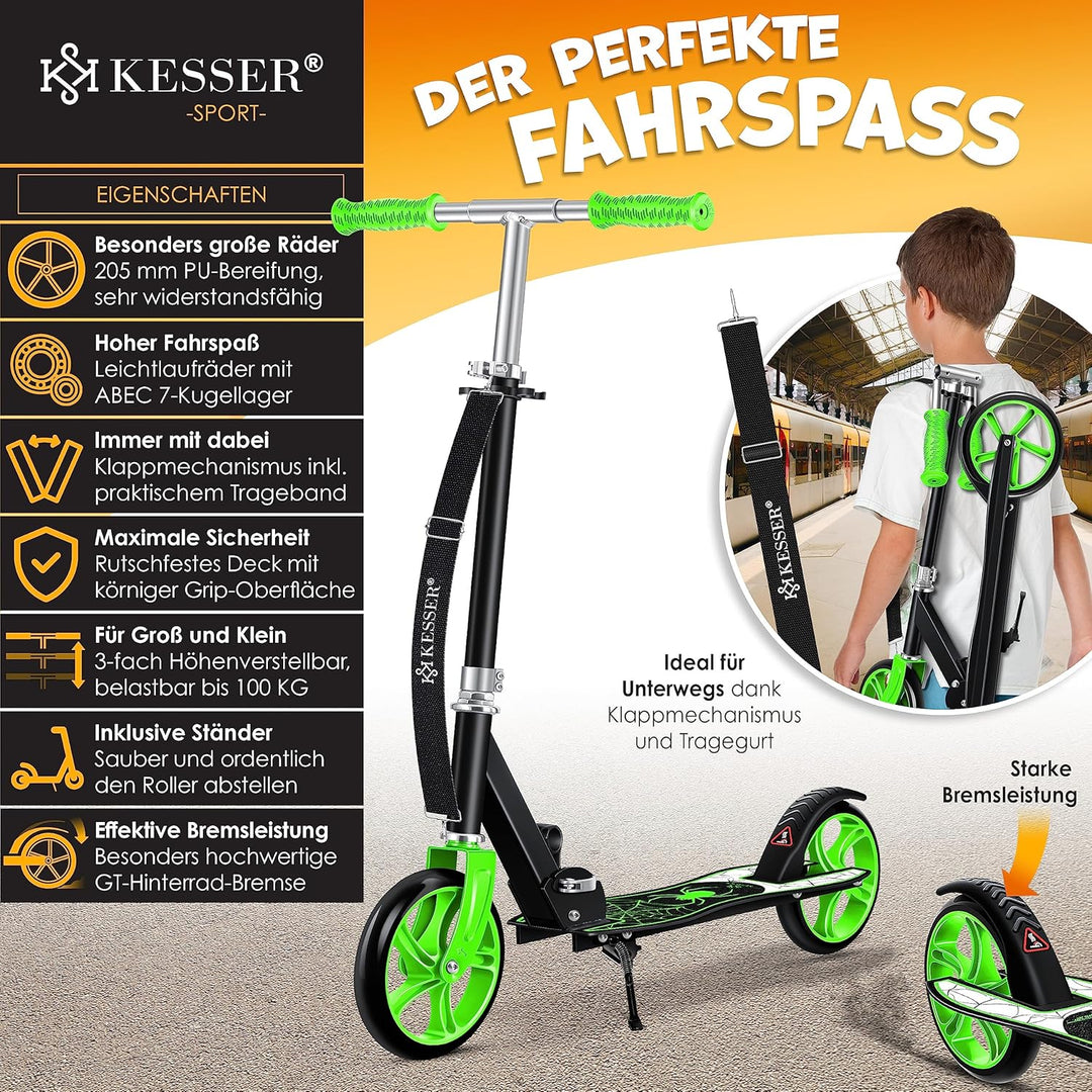 KESSER® Scooter Roller Kinderroller Cityroller Tretroller Kickroller Kickscooter 1. Spider (Green),