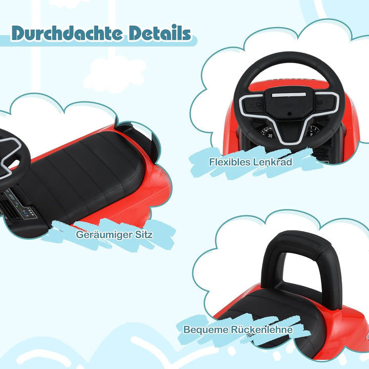 COSTWAY Rutschauto ab 1 Jahr, Rutschfahrzeug mit Stauraum unter Sitz, Rutscher Kinderauto mit Hupe &
