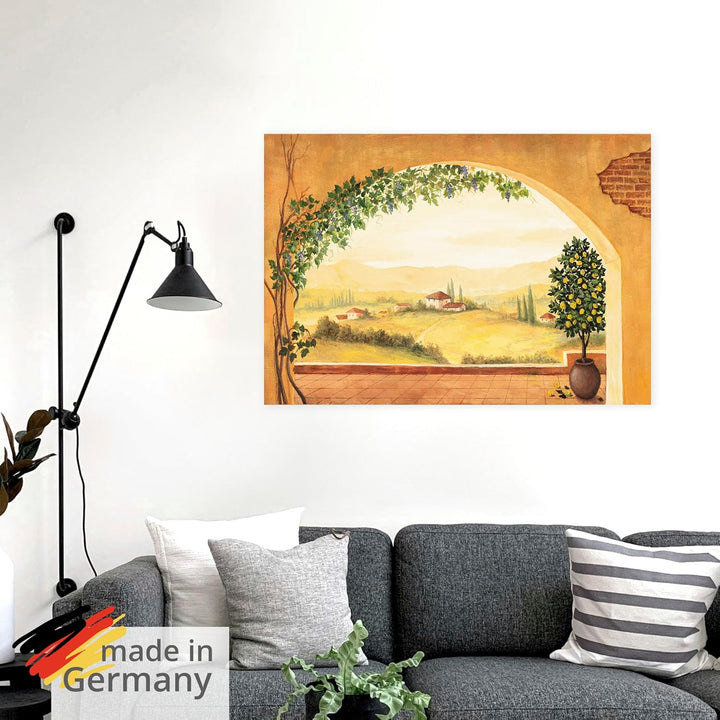 ARTland Wandbild selbstklebend Vinylfolie 100x70 cm Fensterblick Fenster Toskana Landschaft Italien