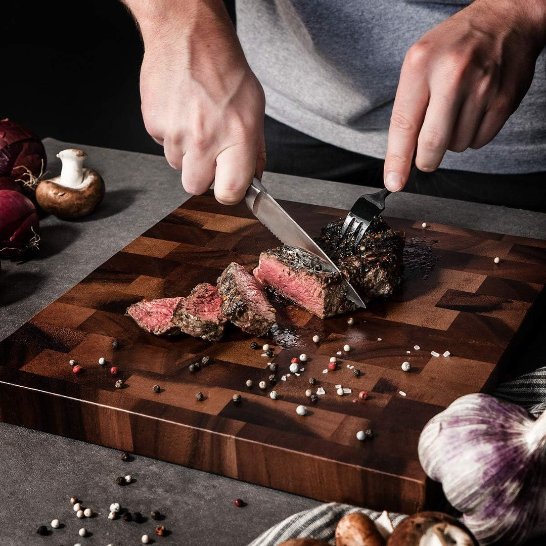 Navaris 6x Steakmesser Set mit Holzgriff - Besteck Messer 6-teilig - Besteckset aus Edelstahl und Ho
