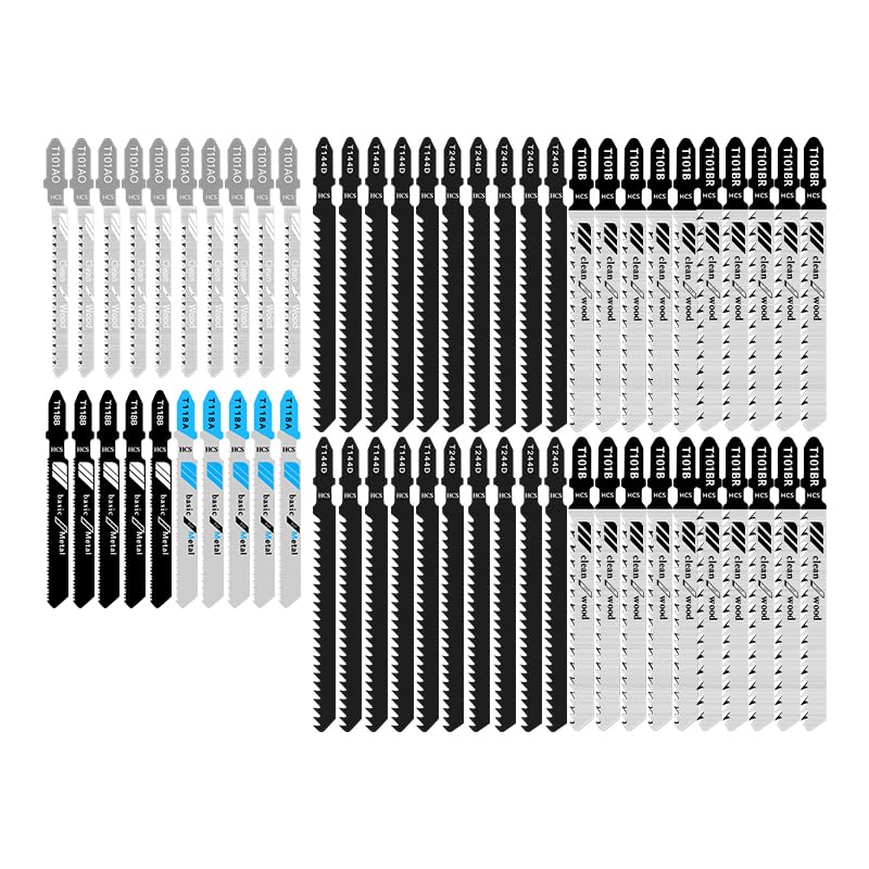 60tlg Stichsägeblätter Set T-Schaft Stichsägen Zubehör für Holz Metall Kunststoff PVC Stichsägeblatt
