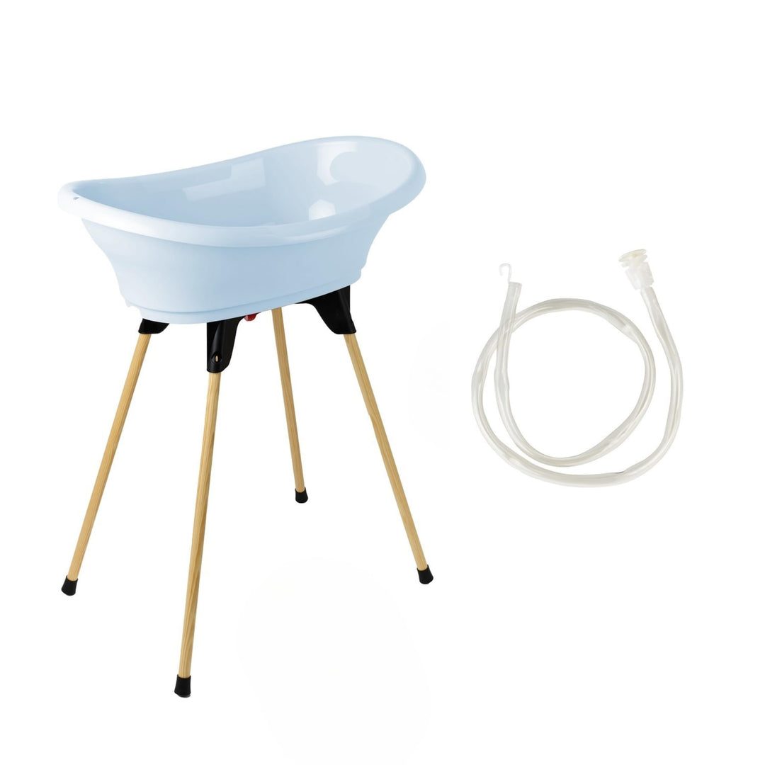 THERMOBABY - Babybadewannen-Set - Vasco - Badewanne, Ständer aus Holz & Abflussschlauch - Zusammenkl