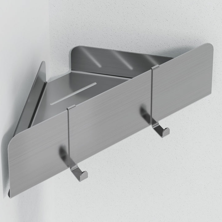 Duschablage ohne Bohren Ecke | Edelstahl Eckregal Dusche | Duschregal Ecke mit Ablaufrillen | Eck-Du