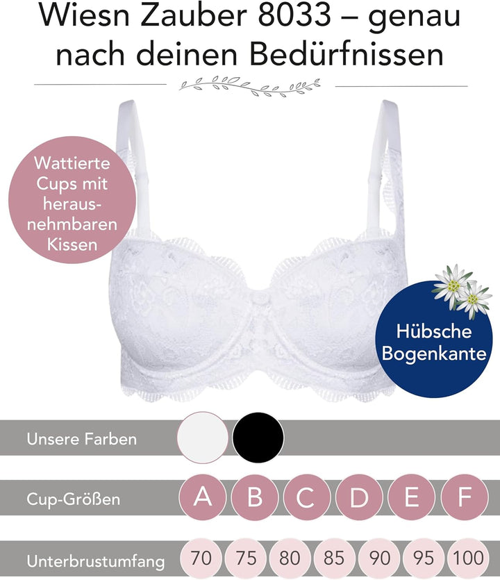 Susa Damen Dirndl-BH 70A Weiss, 70A Weiss