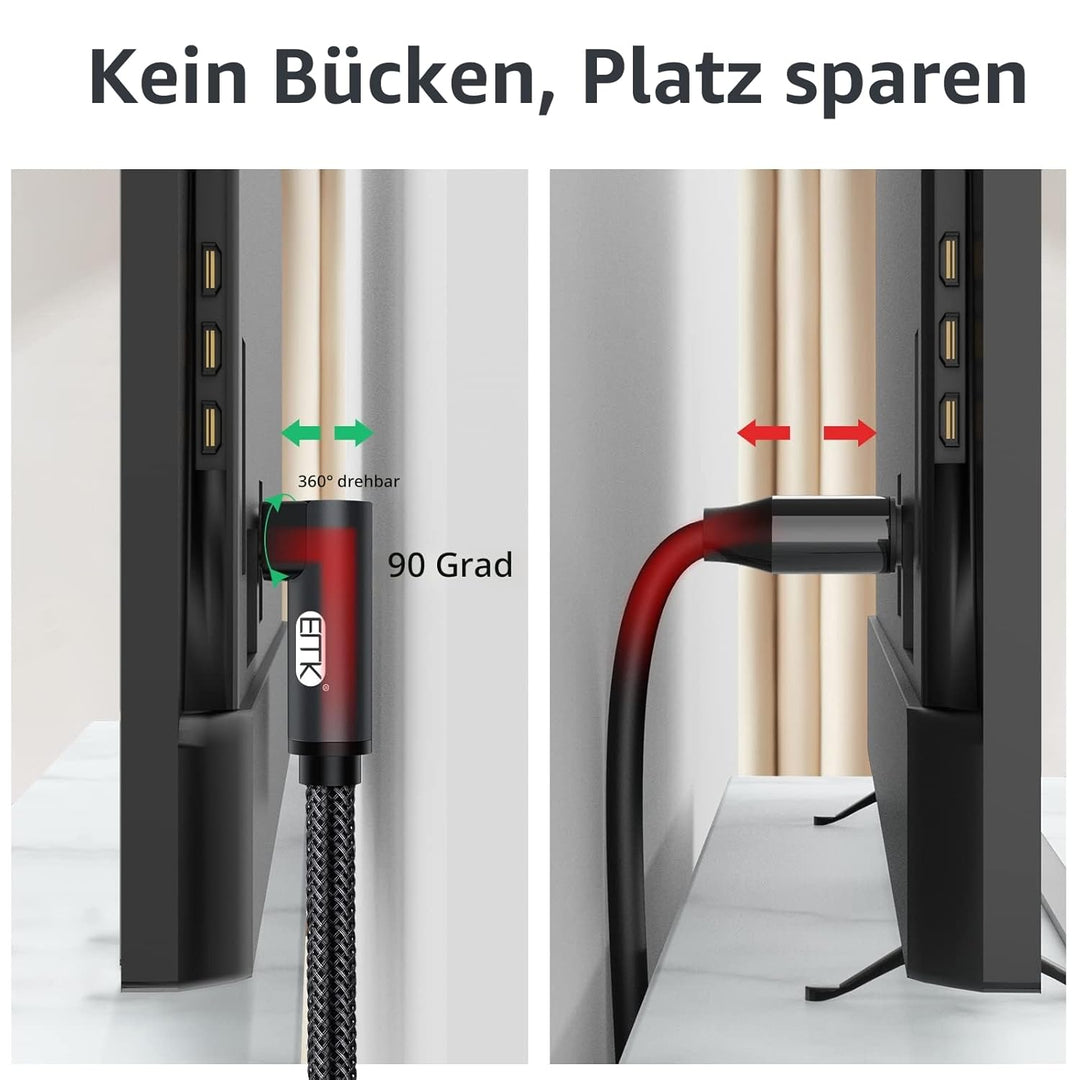 EMK Optisches Kabel, 360 Grad Rotierend Optisches Kabel Winkelstecker, Digital Optisches Kabel Gewin