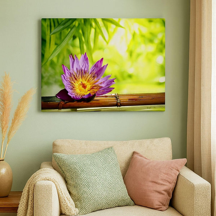ARTTOR Bilder auf Leinwand Asien spa bambus blume Leinwandbild 70x50cm Wandbilder Dekoration Wohnzim