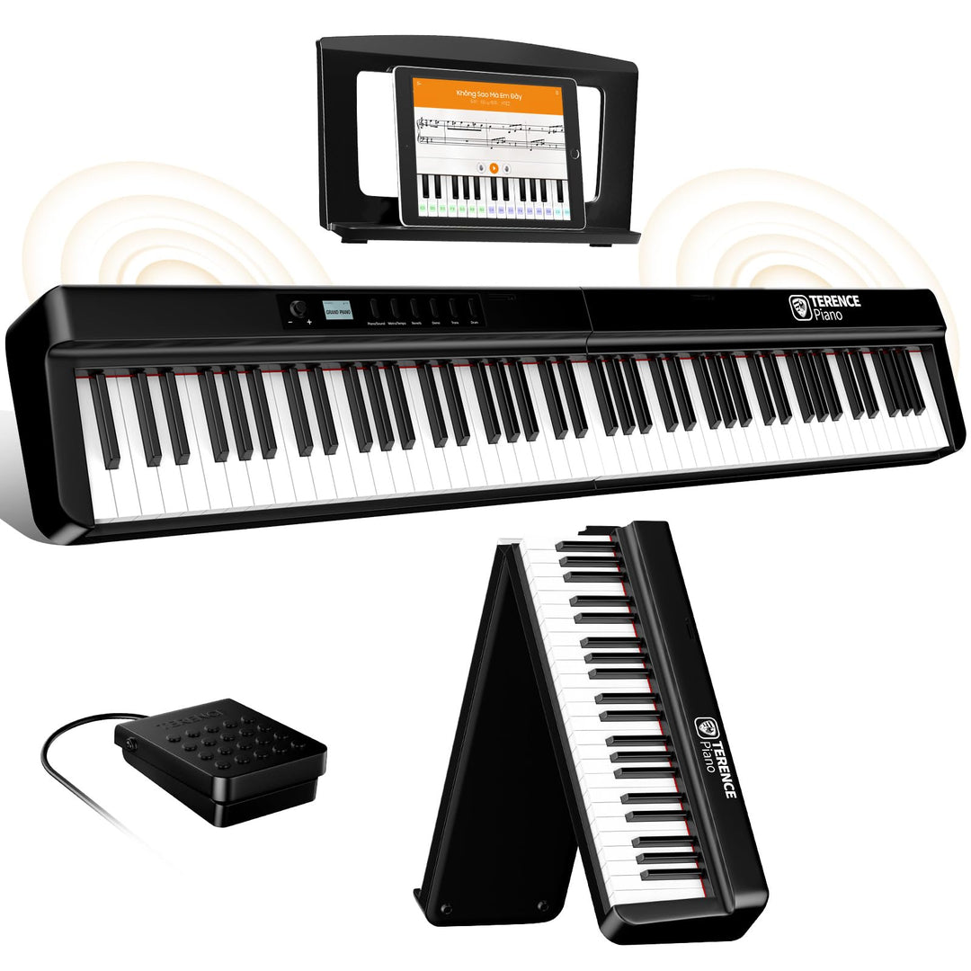TERENCE E Piano 88 Tasten Faltbares Digital Piano mit 2000mAh Batterie unterstützung MIDI-USB Audio-