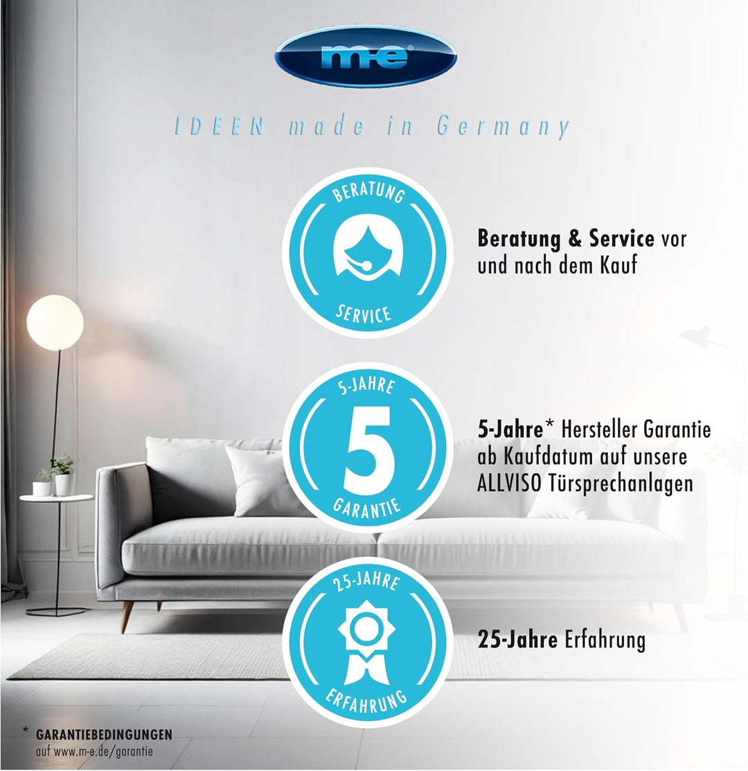 m-e ALLVISO Video Türsprechanlage, 2 Draht IP BUS, Aufputz Gegensprechanlage mit Kamera und Türöffne