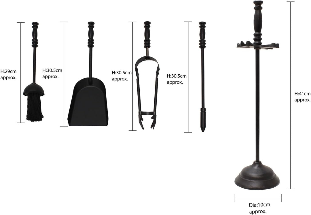 JVL Hearth Kaminbesteck aus Metall, Schwarz, Einheitsgrösse Belvoir, Belvoir