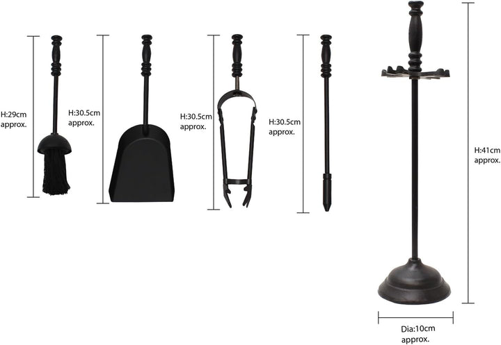 JVL Hearth Kaminbesteck aus Metall, Schwarz, Einheitsgrösse Belvoir, Belvoir