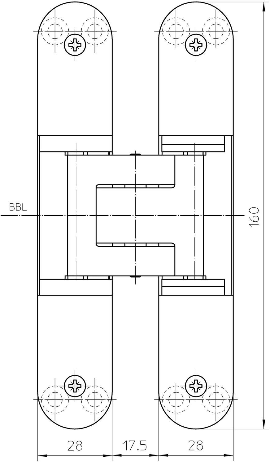 Simonswerk 5 400605 0 12602 Türband TECTUS TE 340 3D, verdeckt f. stumpfe Türen, Edelstahl-Effekt St