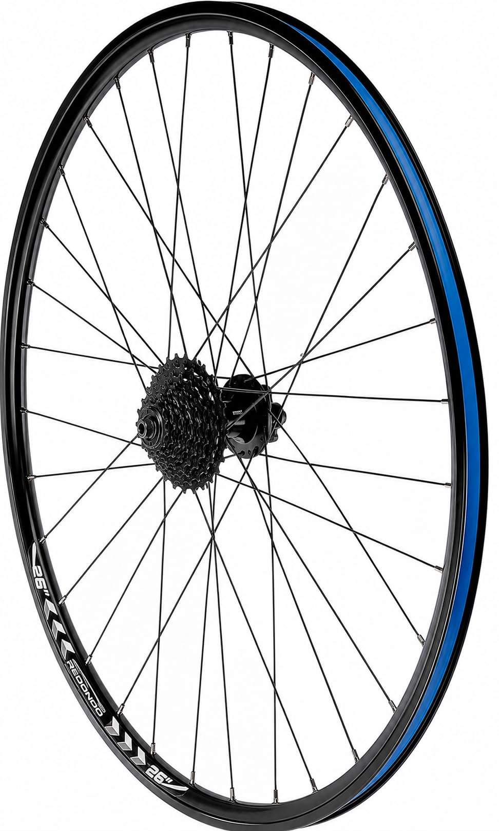REDONDO 26 Zoll Hinterrad Laufrad Hohlkammer Felge Schwarz Disc+ 8-Fach Kassette